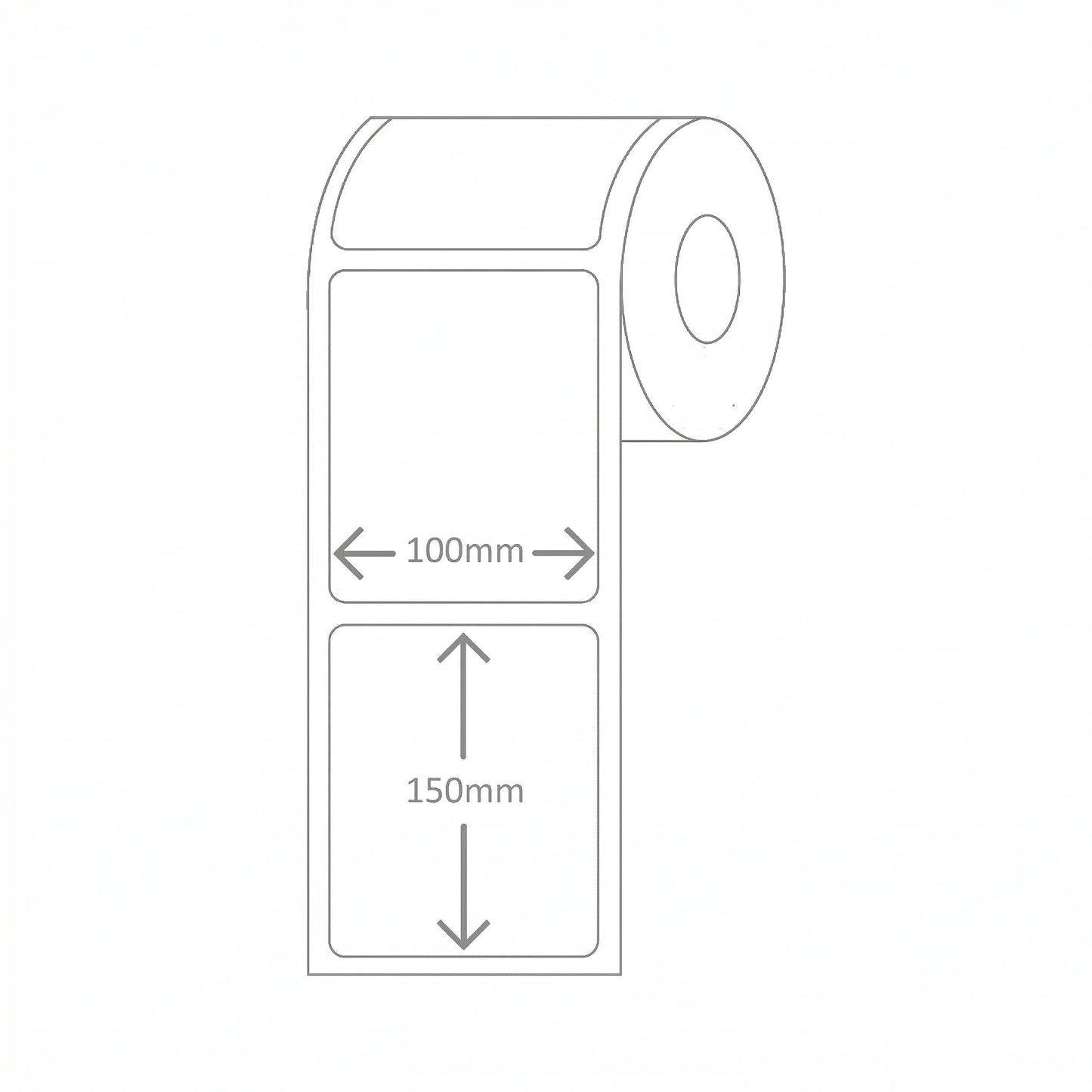 100x150 Direct Thermal Paper with Perforation, Permanent Hot Melt Adhesive. 350 Labels per roll, 38mm core Roll - 3 rolls per carton
