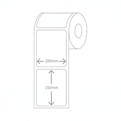 100x150 Direct Thermal Paper with Perforation, Permanent Hot Melt Adhesive. 350 Labels per roll, 38mm core Roll - 3 rolls per carton
