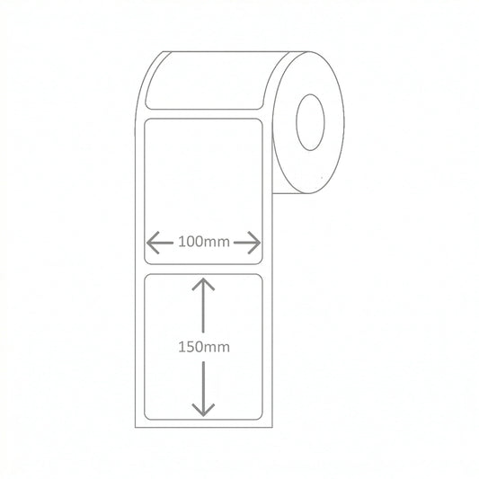 100x150 Direct Thermal Paper with Perforation, Permanent Hot Melt Adhesive. 350 Labels per roll, 38mm core, 10 rolls per carton - 10 rolls per carton