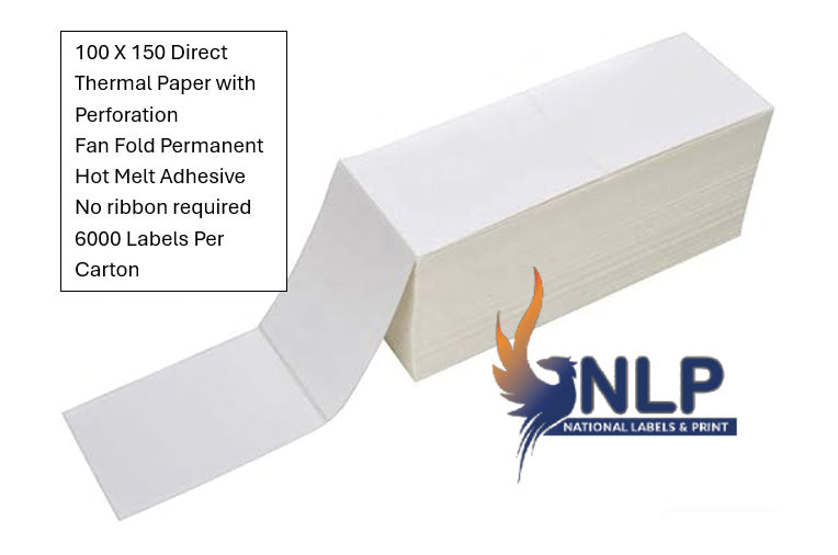 100x150 DT Eco Permanent 1000 per pack Perforated Fanfolded