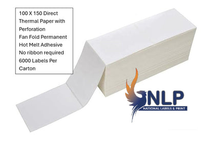 100x150 DT Eco Permanent 1000 per pack Perforated Fanfolded