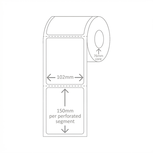 102x150 DT Eco Permanent 1000 per roll 76 core Perforated