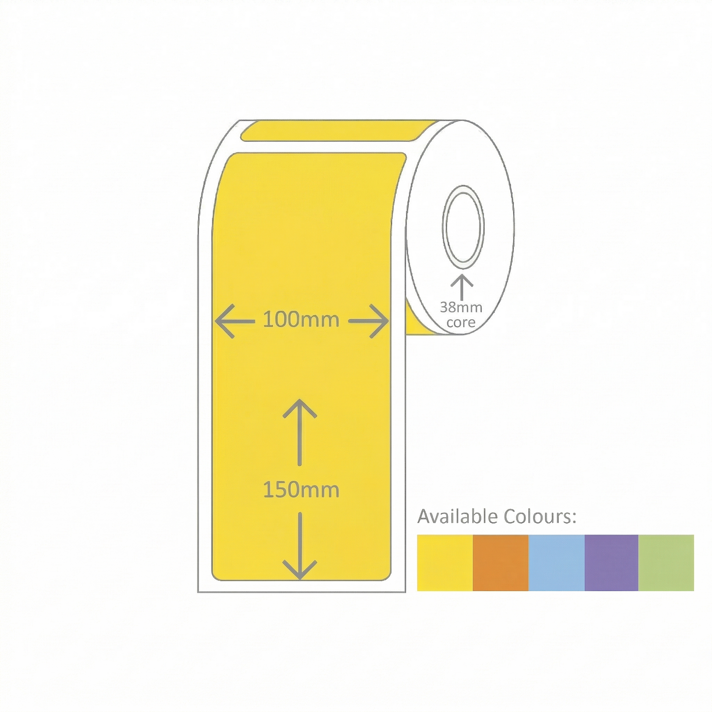 100x150 DT Eco Permanent 350 per roll 38 core Yellow