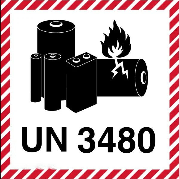 Warning Label UN3480 - 82x111 Label White with Red and Black Print - 6 rolls per carton