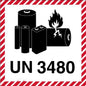 Warning Label UN3480 - 82x111 Label White with Red and Black Print - 6 rolls per carton