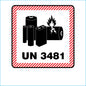 Warning Label UN3481 - 111X126 Label White with Red and Black Print - 3 rolls per carton